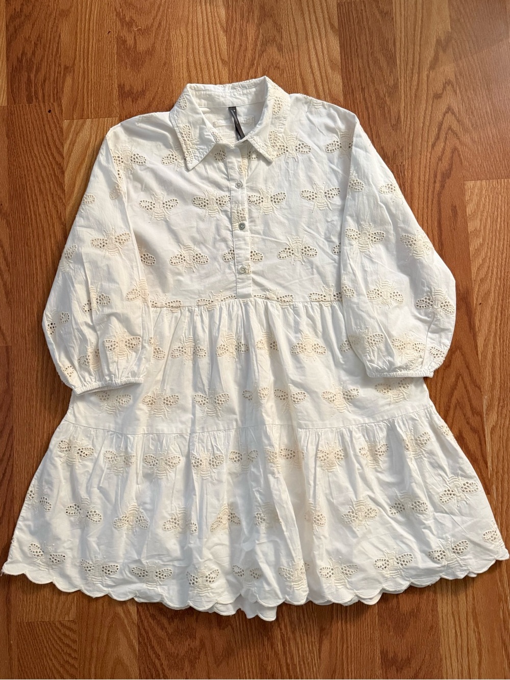 Anthropology The Bettina Tiered Mini Shirt Dress Bee Edition Medium